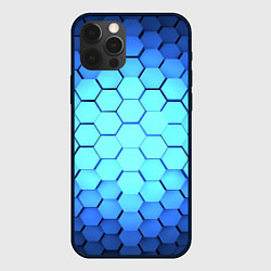 Чехол iPhone 12 Pro Max Голубые соты шейповая абстракция