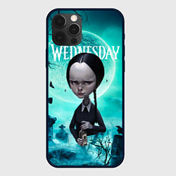Чехол для iPhone 12 Pro Max Уэнсдэй кладбище арт, цвет: 3D-черный