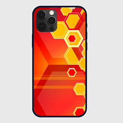 Чехол iPhone 12 Pro Max Текстура соты оранжевый