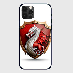 Чехол для iPhone 12 Pro Max Щит с драконом, цвет: 3D-черный