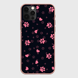 Чехол для iPhone 12 Pro Max Лапки котиков, цвет: 3D-светло-розовый
