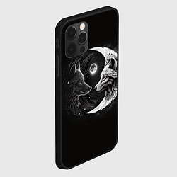 Чехол для iPhone 12 Pro Max Волки инь-янь луна, цвет: 3D-черный — фото 2