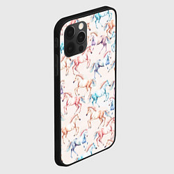 Чехол для iPhone 12 Pro Max Лошади акварельные - паттерн, цвет: 3D-черный — фото 2