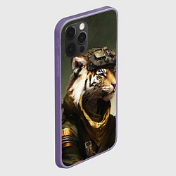 Чехол для iPhone 12 Pro Max Тигр в милитари форме, цвет: 3D-серый — фото 2