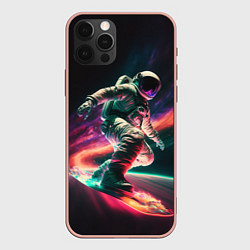 Чехол для iPhone 12 Pro Max Cosmonaut space surfing, цвет: 3D-светло-розовый