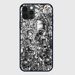Чехол для iPhone 12 Pro Max Татуировки черепов, цвет: 3D-черный