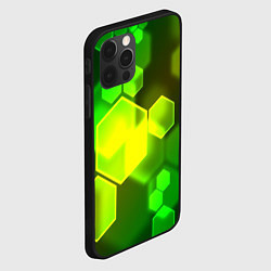 Чехол для iPhone 12 Pro Max Зелёные соты абстракция, цвет: 3D-черный — фото 2