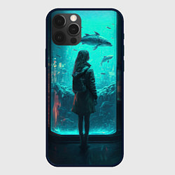 Чехол для iPhone 12 Pro Max Девушка и аквариум, цвет: 3D-черный