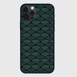 Чехол iPhone 12 Pro Max Японский бирюзовый паттерн