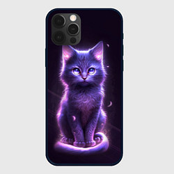 Чехол для iPhone 12 Pro Max Неоновый котик в лесу, цвет: 3D-черный