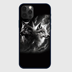 Чехол для iPhone 12 Pro Max Волки - белый и черный, цвет: 3D-черный