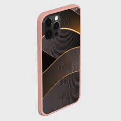 Чехол для iPhone 12 Pro Max Золотой линейный фон, цвет: 3D-светло-розовый — фото 2