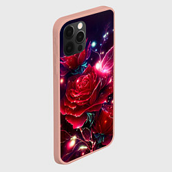 Чехол для iPhone 12 Pro Max Розы с огоньками, цвет: 3D-светло-розовый — фото 2