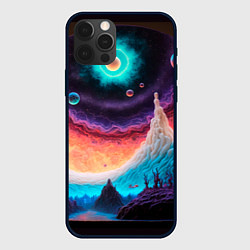 Чехол для iPhone 12 Pro Max Абстрактный кусок земли со снежным лесом и космосо, цвет: 3D-черный