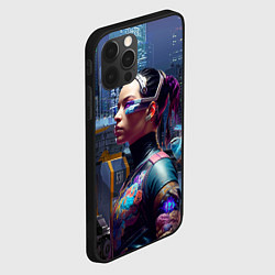 Чехол для iPhone 12 Pro Max Cyberpunk - brave girl - neural network, цвет: 3D-черный — фото 2