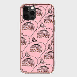 Чехол для iPhone 12 Pro Max Цветы в стиле бохо на пудрово-розовом фоне, цвет: 3D-светло-розовый