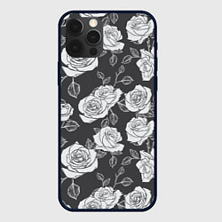 Чехол iPhone 12 Pro Max Нарисованные белые розы