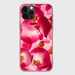 Чехол для iPhone 12 Pro Max Цветы бегония текстура, цвет: 3D-светло-розовый