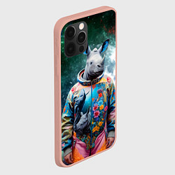 Чехол для iPhone 12 Pro Max Rhino in spacesuit - neural network, цвет: 3D-светло-розовый — фото 2