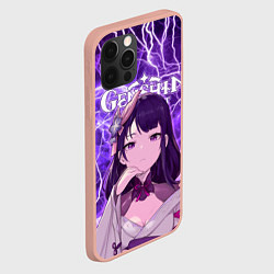 Чехол для iPhone 12 Pro Max Райдэн на фоне молний, цвет: 3D-светло-розовый — фото 2