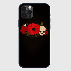 Чехол для iPhone 12 Pro Max Череп среди цветов, цвет: 3D-черный