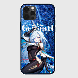 Чехол для iPhone 12 Pro Max Шэнь Хэ на фоне расколотого льда, цвет: 3D-черный