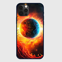 Чехол для iPhone 12 Pro Max Планета в огненном космосе, цвет: 3D-черный