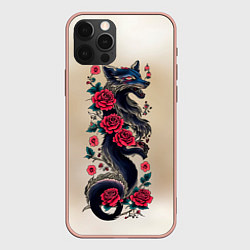 Чехол iPhone 12 Pro Max Irezumi - татуировка лиса в розах