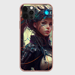 Чехол для iPhone 12 Pro Max Девушка-киберпанк из нейросети, цвет: 3D-светло-розовый