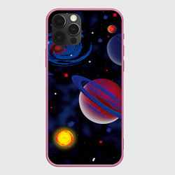 Чехол для iPhone 12 Pro Max Планеты, цвет: 3D-малиновый
