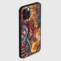 Чехол для iPhone 12 Pro Max Иредзуми: демон и дракон, цвет: 3D-черный — фото 2