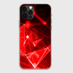 Чехол для iPhone 12 Pro Max Абстрактные красные лучи, цвет: 3D-светло-розовый
