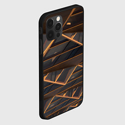 Чехол для iPhone 12 Pro Max Объёмные оранжевые линии и серые фигуры, цвет: 3D-черный — фото 2