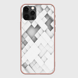 Чехол для iPhone 12 Pro Max Серые кубы на белом, цвет: 3D-светло-розовый