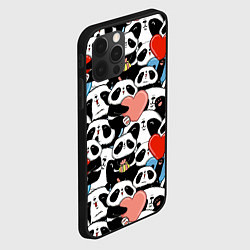 Чехол для iPhone 12 Pro Max Панды с сердечками, цвет: 3D-черный — фото 2