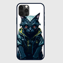 Чехол для iPhone 12 Pro Max Киберпанк кот в спортивной одежде, цвет: 3D-черный