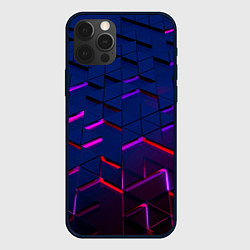 Чехол для iPhone 12 Pro Max Неоновые треугольники с подсветкой, цвет: 3D-черный