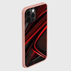 Чехол для iPhone 12 Pro Max Black and red abstract, цвет: 3D-светло-розовый — фото 2