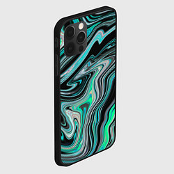 Чехол для iPhone 12 Pro Max Черно-зеленый флюид арт, цвет: 3D-черный — фото 2