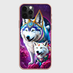 Чехол для iPhone 12 Pro Max Полярные волки - нейросеть, цвет: 3D-светло-розовый