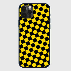 Чехол для iPhone 12 Pro Max Черно-желтая мелкая клетка, цвет: 3D-черный