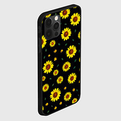 Чехол для iPhone 12 Pro Max Желтые ромашки на черном, цвет: 3D-черный — фото 2