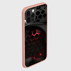 Чехол для iPhone 12 Pro Max Объемная красно-черная сетка, цвет: 3D-светло-розовый — фото 2