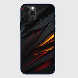 Чехол для iPhone 12 Pro Max Объемные темные пластины, цвет: 3D-черный