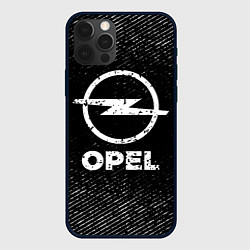Чехол для iPhone 12 Pro Max Opel с потертостями на темном фоне, цвет: 3D-черный