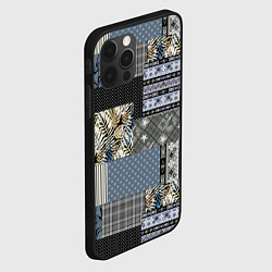 Чехол для iPhone 12 Pro Max Серо-оливковый паттерн в народном русском стиле, цвет: 3D-черный — фото 2