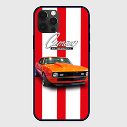 Чехол для iPhone 12 Pro Max Ретро маслкар Chevrolet Camaro SS 1968 года, цвет: 3D-черный