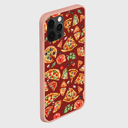 Чехол для iPhone 12 Pro Max Кусочки пиццы ассорти - акварельный паттерн, цвет: 3D-светло-розовый — фото 2