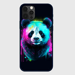 Чехол для iPhone 12 Pro Max Панда в неоновых красках, цвет: 3D-черный