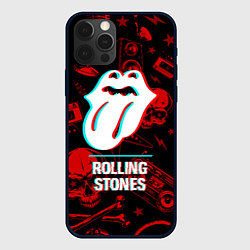 Чехол iPhone 12 Pro Max Rolling Stones rock glitch